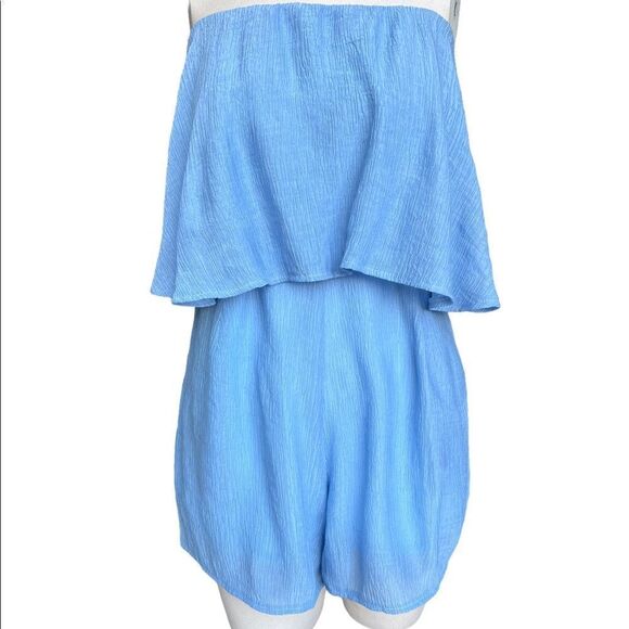 Morrisday the Label Light Blue StraplessTextured Playsuit Romper NWT - Picture 2 of 15